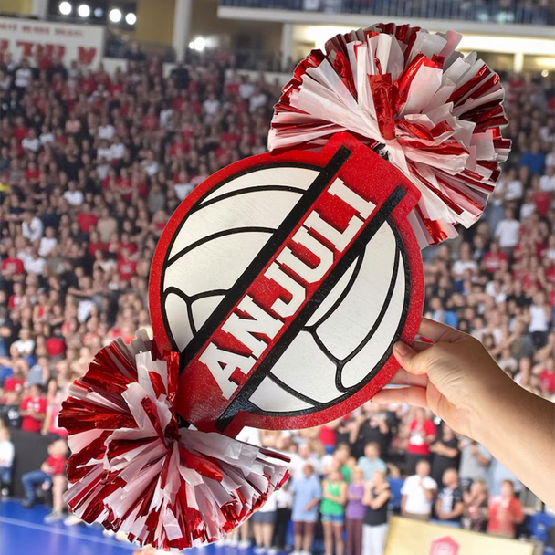 Personalized Volleyball Cheerstick a?? Custom Wooden Pom-Pom Spirit Sign