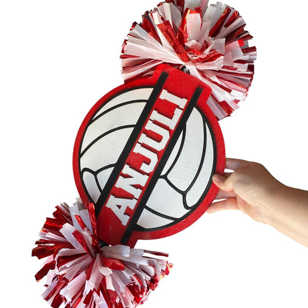 Personalized Volleyball Cheerstick a?? Custom Wooden Pom-Pom Spirit Sign