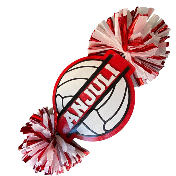 Personalized Volleyball Cheerstick a?? Custom Wooden Pom-Pom Spirit Sign