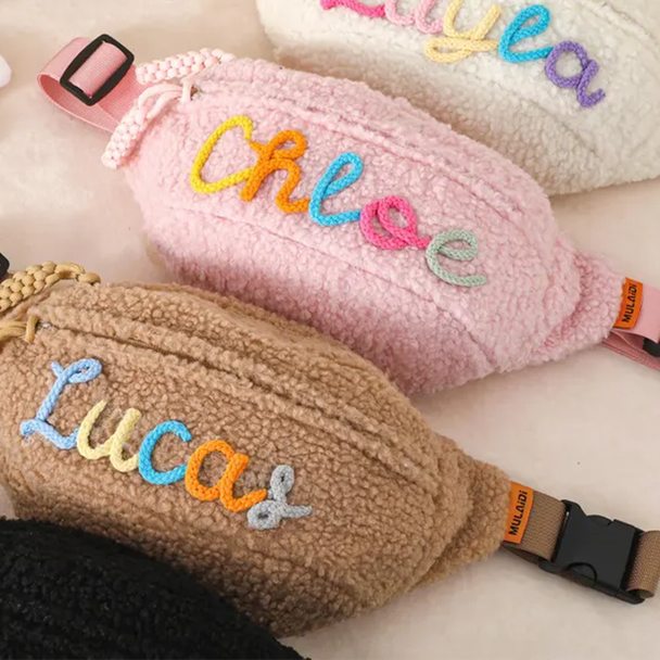 Personalized Plush Waist bag,Kids Crossbody Bag,Custom Crochet Name