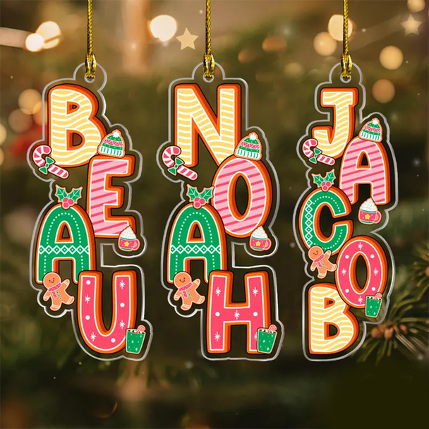 Custom Baby Name Letter Christmas Ornament