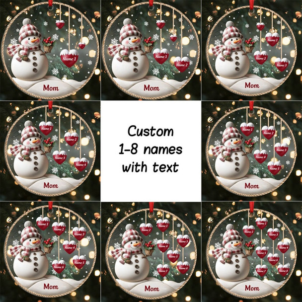 Personalized 1-8 Family Names Christmas Ornaments