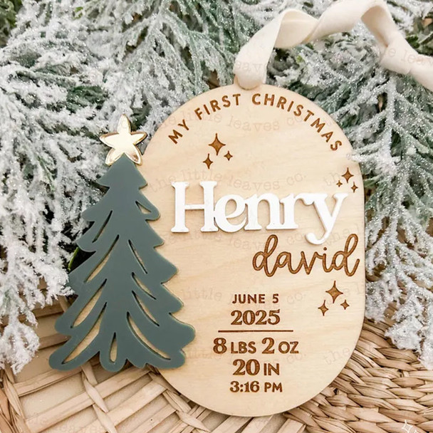 Personalized Baby Ornament Gift for Christmas My First Christmas Custom Name Ornament