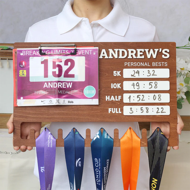 Running Medal Display Board: Personal Bests Chalkboard