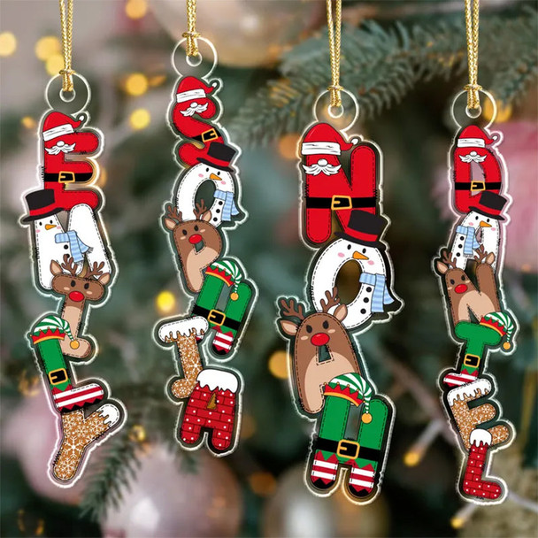 Custom Christmas Name Letter Ornament 2025: Kids Acrylic Stocking Tags