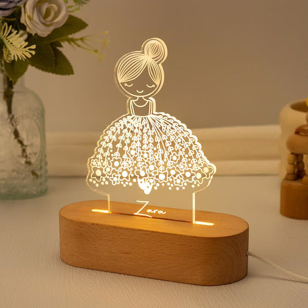 Personalized Ballerina Girl with Name,Custom Night Light with Name