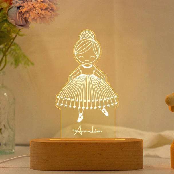 Personalized Ballerina Girl with Name,Custom Night Light with Name