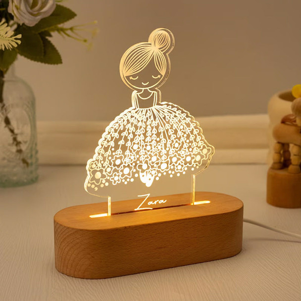 Personalized Ballerina Girl with Name,Custom Night Light with Name