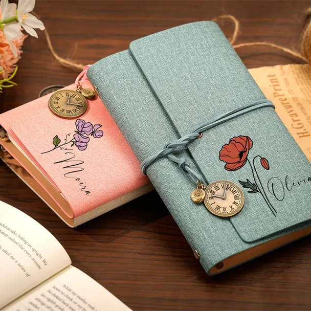 Personalized Bridesmaid Notepad,Custom Birth Flower Notebook with Name