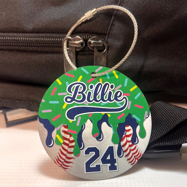 Baseball Drip Bag Tag, Aluminum Bag Tag, Baseball Gifts
