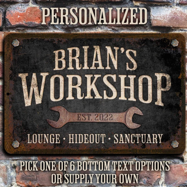 Custom Workshop Sign, Dad's Workshop, Metal Garage Sign