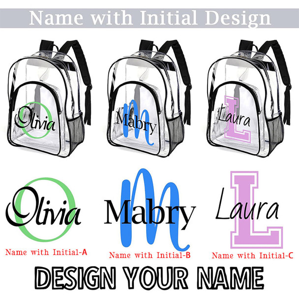 Personalized Clear Backpack Custom Name PVC Transparent Backpacks