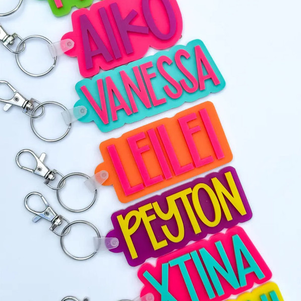 Backpack Keychain Name Tag | Acrylic Name Keychain | Personalized Acrylic Name Tag