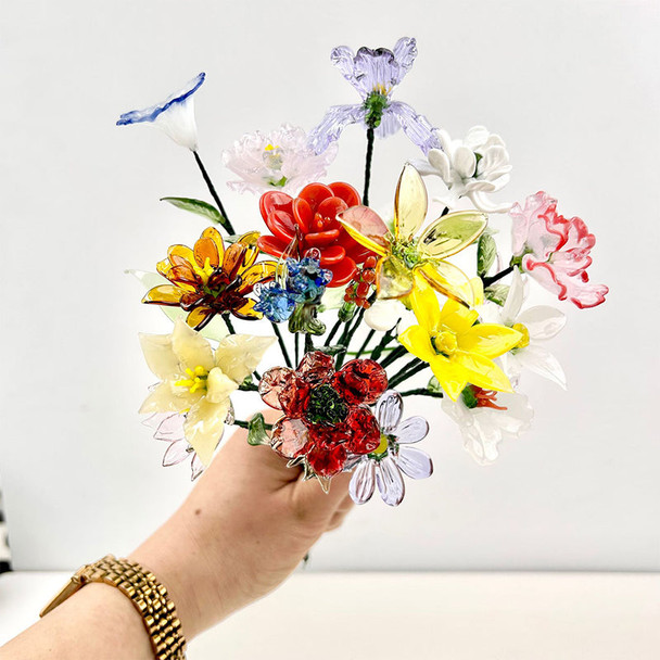 Glass Birth Month Flowers, Birth Flower Bouquet