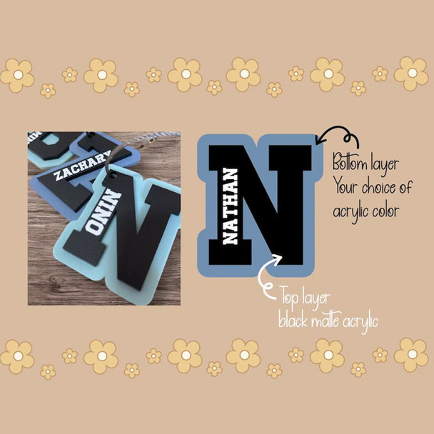 Custom Name Backpack Tag - Personalized Name Tag Initial Keychain Personalized Gift