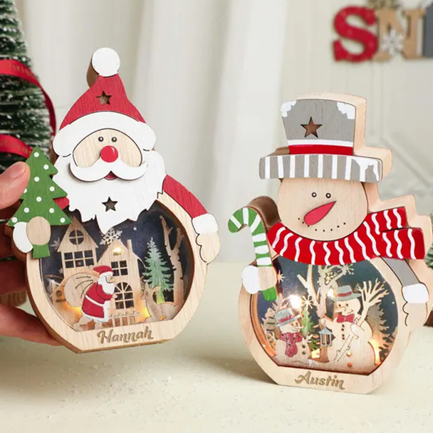 Personalized Christmas Lamp, Custom Name Christmas Light Up Ornament