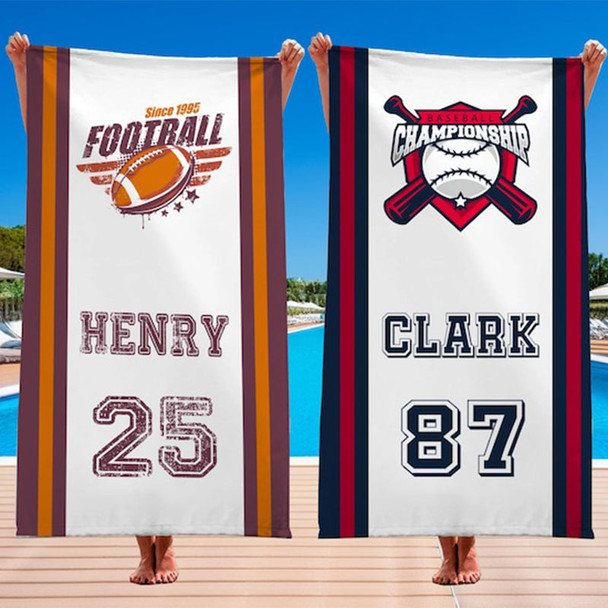 Personalized Football Volleyball Basketball Baseball Softball Soccer Logo Beach Towel