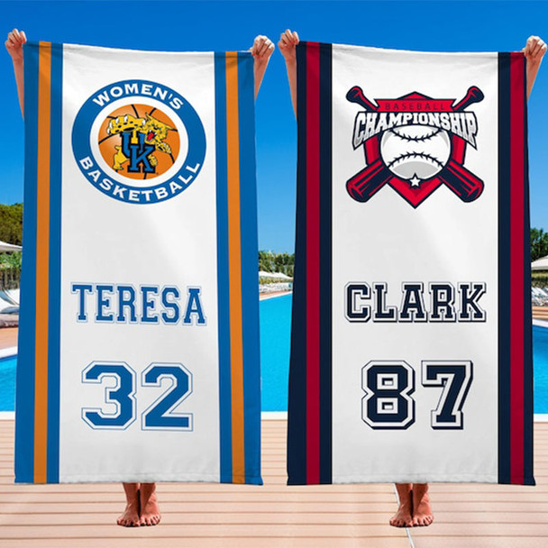 Personalized Football Volleyball Basketball Baseball Softball Soccer Logo Beach Towel