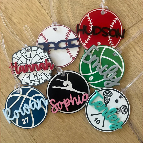 Personalized Name Tag Personalized Baseball Swimming Lacrosse Volleyball Hockey Soccer Dance Cheer Pom Tennis Football Hockey Track Pickleball Basketball Bag Tag