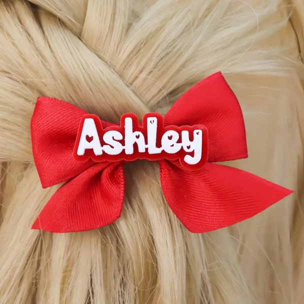 Custom Acrylic Name Bow Hair Clip