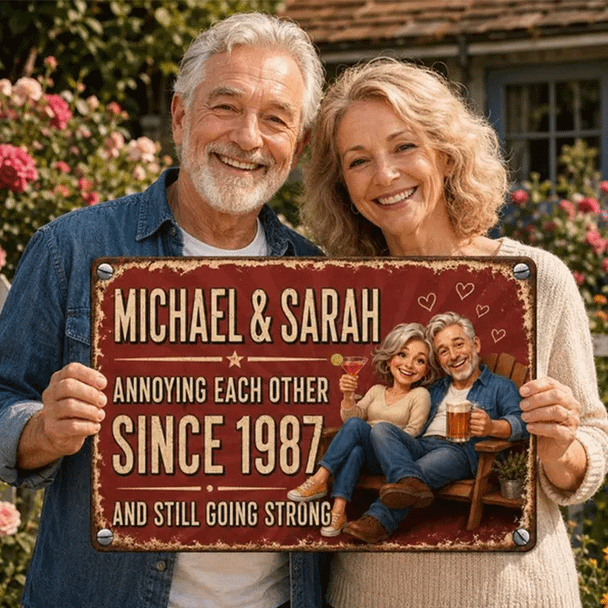 Personalized Couple Metal Sign, Custom Photo Anniversary Gift, Funny Marriage Gift