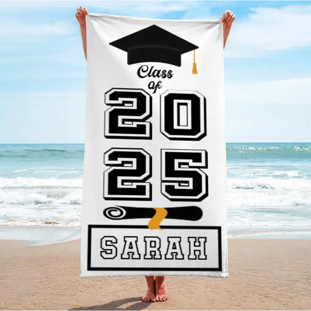 Beach Towel Gifts, Grad Custom Beach Towel Graduation Gift