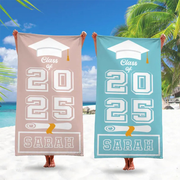 Beach Towel Gifts, Grad Custom Beach Towel Graduation Gift