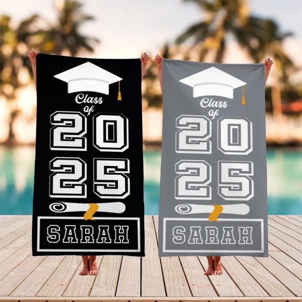 Beach Towel Gifts, Grad Custom Beach Towel Graduation Gift