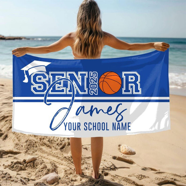 Personalized Senior Night Sport Beach Towel with Name and School Graduation Gift