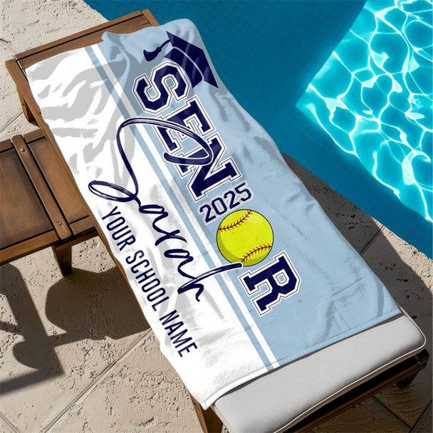 Personalized Senior Night Sport Beach Towel with Name and School Graduation Gift