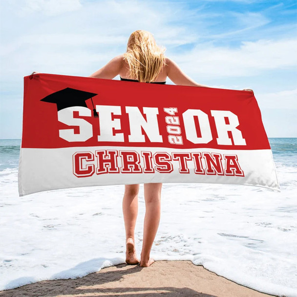 Graduation Beach Towel, Class of 2025 Personalized Beach Towel