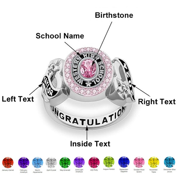 College accessories ring Women's customizable class ring Graduation Gift