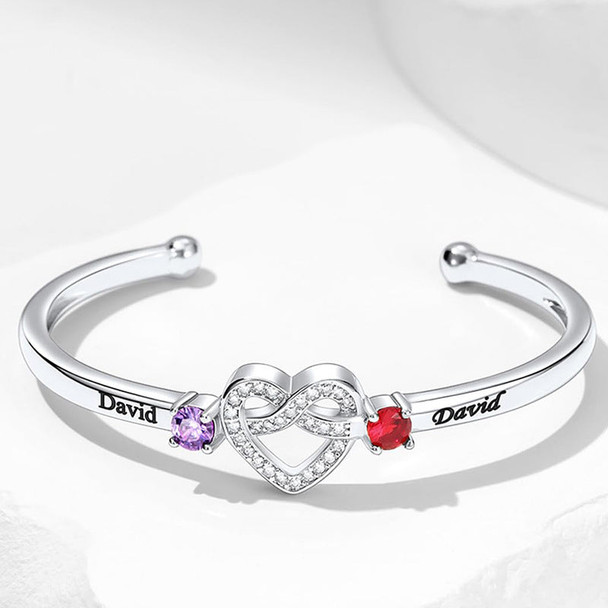 Personalized Name heart Bracelet,Custom Birthstone Bracelet