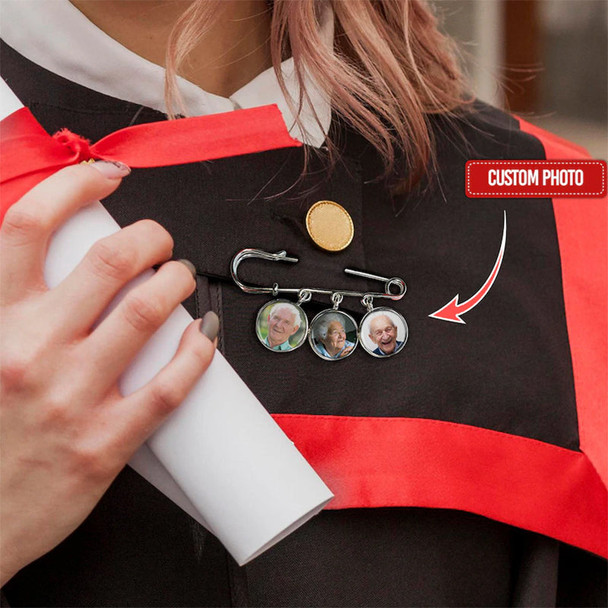 Custom Memorial Graduation Photo Pin, Grad Gown Memorial Pin