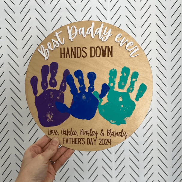 Best Dad Ever Hands Down, Gift for Grandpa, Kids handprint sign