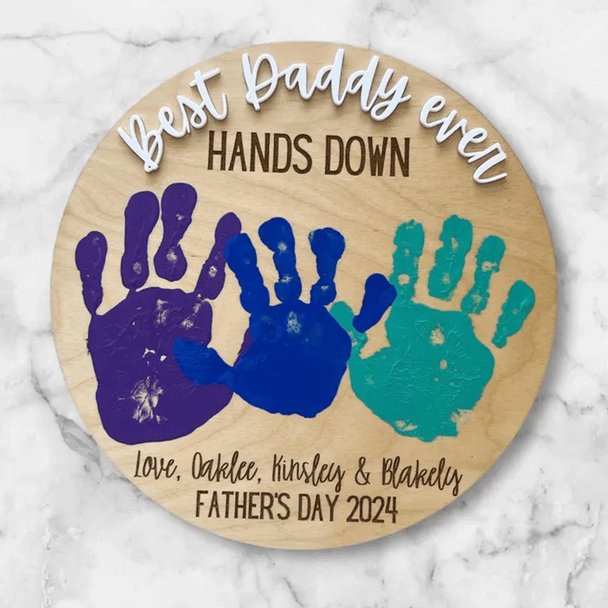 Best Dad Ever Hands Down, Gift for Grandpa, Kids handprint sign