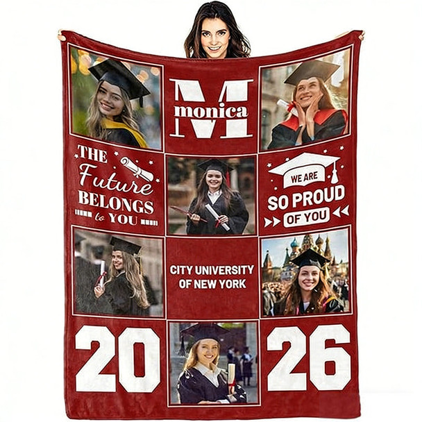 Custom Graduation Blankets with Photos Personalized Blankets