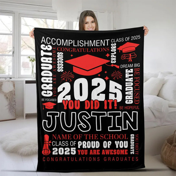 Custom  Graduation Blanket Personalized Throw Blanket
