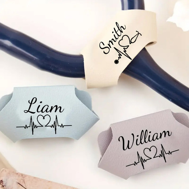 Personalized Faux Leather Stethoscope Name Tags