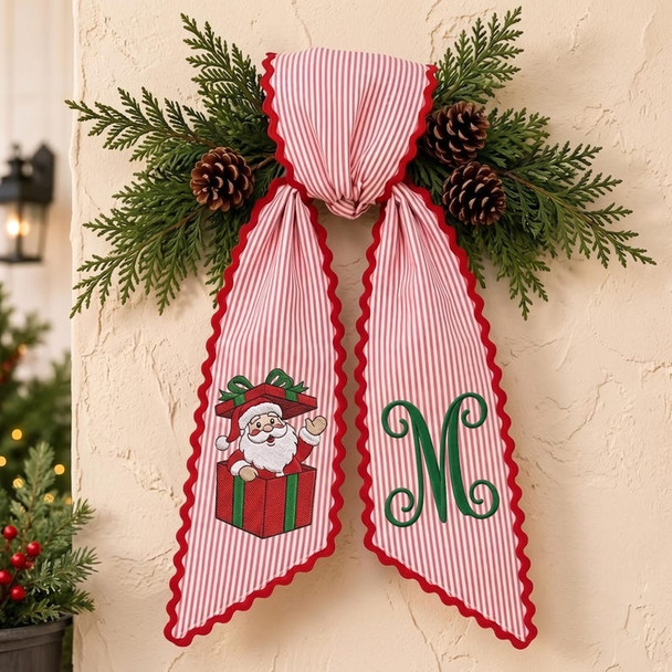 Custom Christmas Santa Giffbox Wreath Sash
