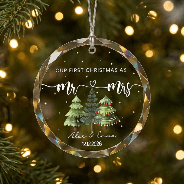 Custom Name Ornament, Our First Christmas As Mr & Mrs Ornament