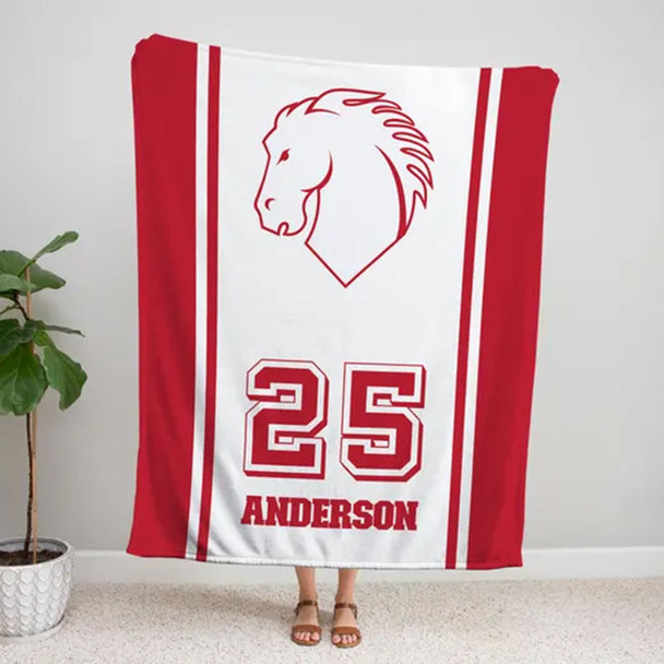 Personalized Sports Team Blanket, Baseball Custom Name Graduation Gift