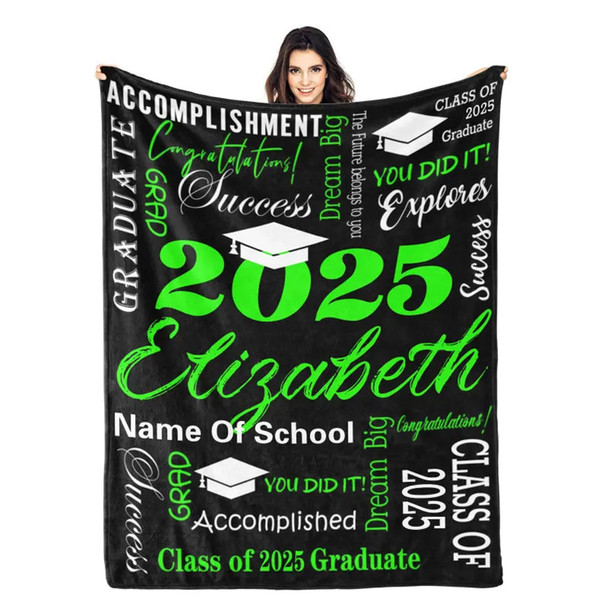 Custom Blanket With Name, Personalized Graduation Blanket