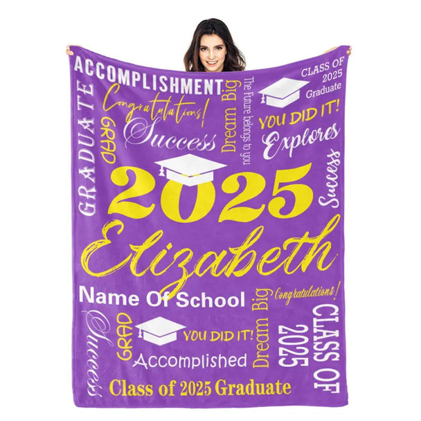 Custom Blanket With Name, Personalized Graduation Blanket