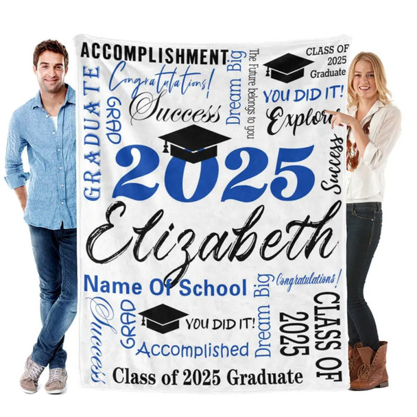 Custom Blanket With Name, Personalized Graduation Blanket