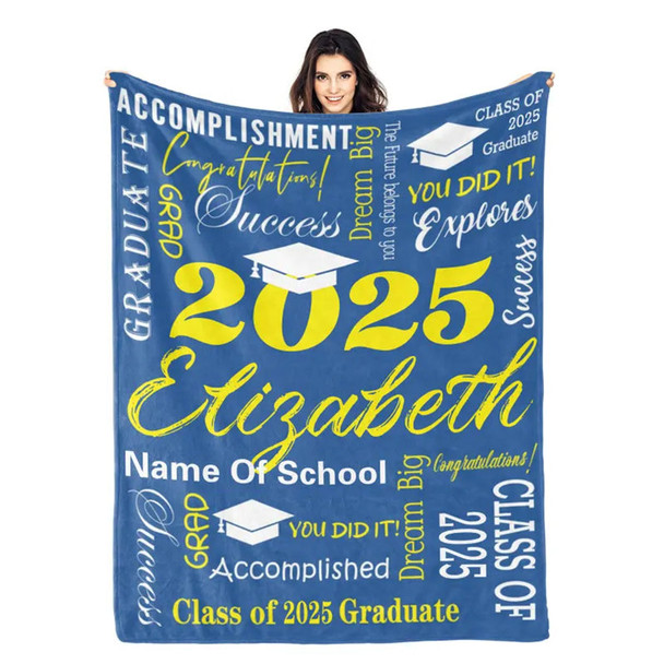 Custom Blanket With Name, Personalized Graduation Blanket