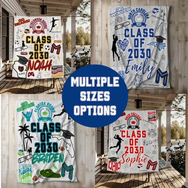 College Bed Party Customized College Blanket  Graduation Gift