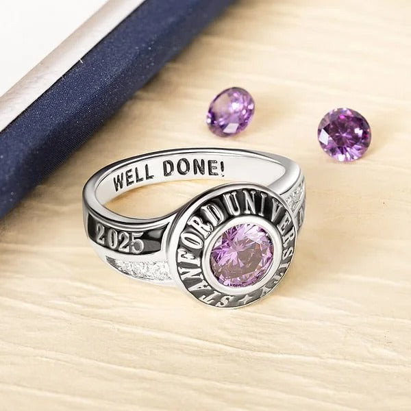 Personalized Engraved Birthstone Zircon Graduation Ring Graduation Gift