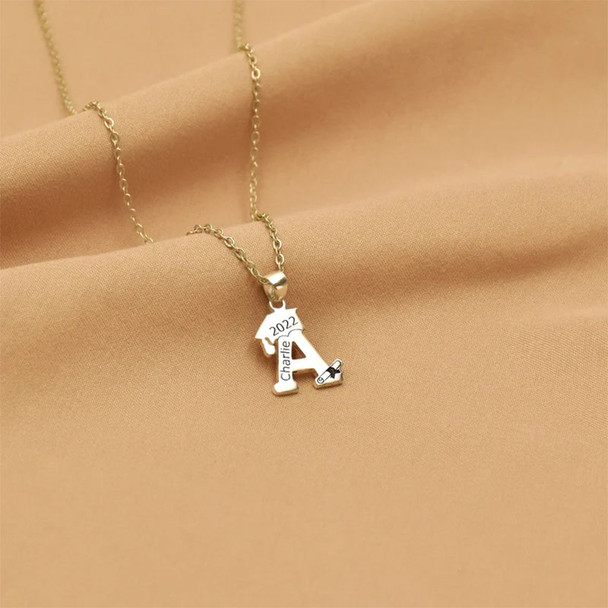 Personalized Graduation Name Necklace, 2025 Bachelor Cap Necklace