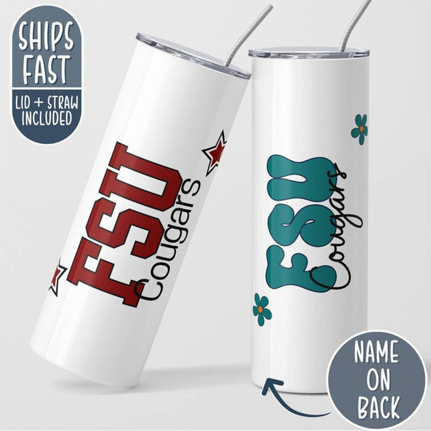 Custom College Tumbler, Personalized Name College Skinny Tumbler Graduation Gift
